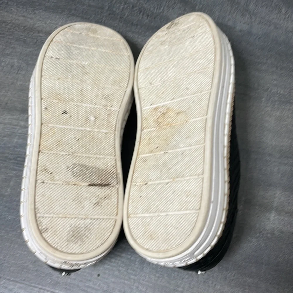 J/Slides Kayla Black Woven Leather Espadrille Sneakers size 6.5